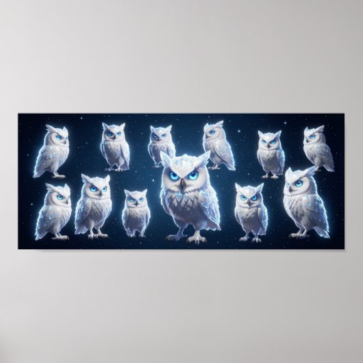 Kleine weiße Eulen Poster (Vorne)