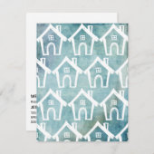 Kleine weiße Häuser Aquamarin Grunge Wir bewegten  Einladung (Vorne/Hinten)