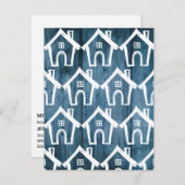 Kleine weiße Häuser auf blauem Holz, die wir umgez Einladung (Vorne/Hinten)