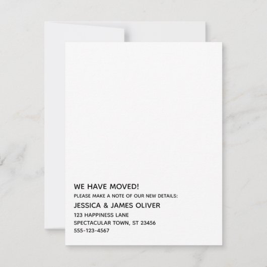 Kleine Weiße Häuser auf Rose Gold Neue Adresskarte Einladung (Rückseite)