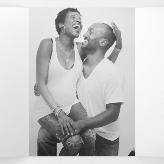 Kleine weiße Herz-Maulbeerhochzeit Dreifach-gefaltete Programmkarte (Innenseite Mitte)