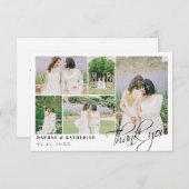Kleine weiße Hochzeit Foto Collage Script Vielen D Dankeskarte (Vorne/Hinten)