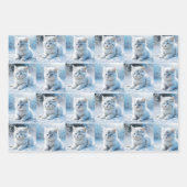 Kleine weiße Kätzchen in Schnee Weihnachten Geschenkpapier Set (Vorderseite 3)