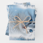 Kleine weiße Kätzchen in Schnee Weihnachten Geschenkpapier Set (Beispiel)