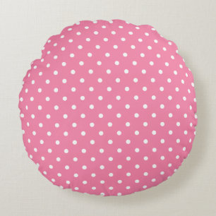Kleine weiße Polka-Punkte auf heiß rosa Rundes Kissen