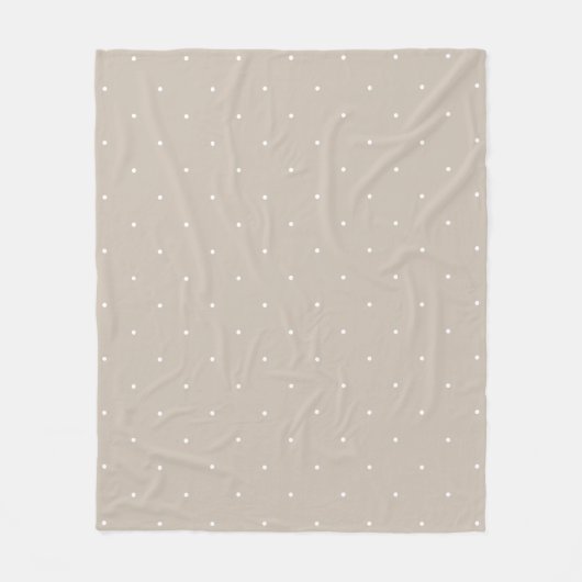Kleine weiße Tupfen auf kühlem Beige oder Greige Fleecedecke (Vorderseite)