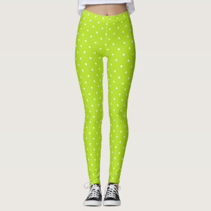 Kleine weiße Tupfen auf limettgrünen Leggings