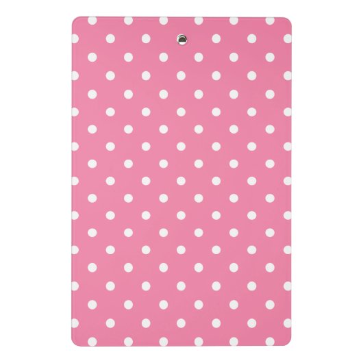 Kleine weiße Tupfen auf Pink Mini Klemmbrett (Rückseite)