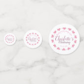 Kleine, weiße und rosafarbene Tochter taufen Konfetti (Rückseiten)