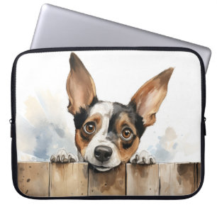 KLEINE WEISSE UND TAN PUPPING HUNDE ÜBER ZENTRUM LAPTOPSCHUTZHÜLLE
