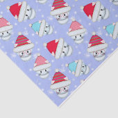 Kleine weiße Weihnachtskätzchen im Schneemuster Seidenpapier (Ausschnitt)