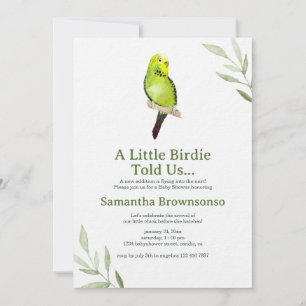 Kleine Wellensittich-Grün-Budgie-Baby-Party Einladung
