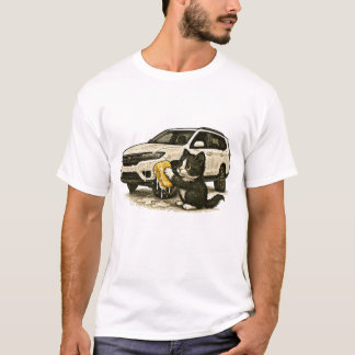 Kleine Whimsical Cat Wash the Car T-Shirt