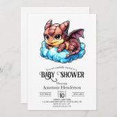 Kleine Whimsical Digital Dragon Baby Dusche Einladung (Vorne/Hinten)