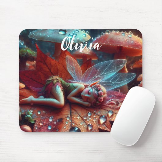 Kleine Whimsical Fairy Schlaf auf einem Lein Mousepad (Mit Mouse)