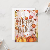 Kleine Whimsical Saison Herbst glücklich Geburtsta Karte (Vorderseite/Rückseite Beispiel)