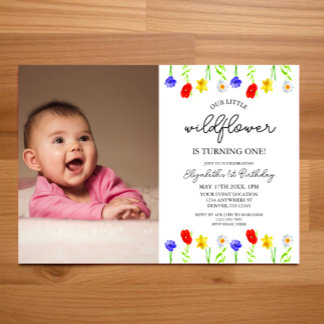 Kleine Wildblume 1. Geburtstag Einladung