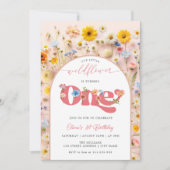 Kleine Wildblume 1. Geburtstag Einladung (Vorderseite)