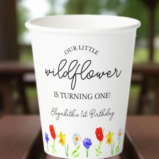 Kleine Wildblume 1. Geburtstag Pappbecher