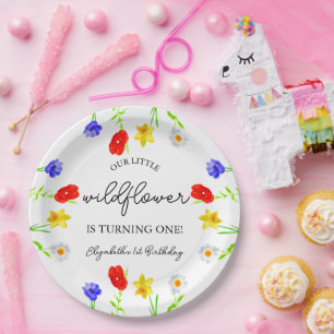 Kleine Wildblume 1. Geburtstag Pappteller