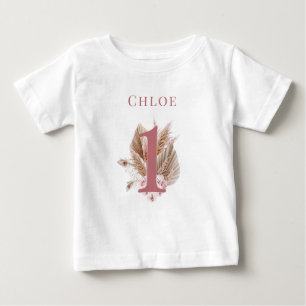 Kleine Wildblume 1. Geburtstag Pink Baby T-shirt