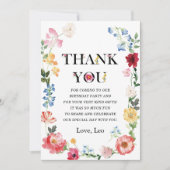 Kleine Wildblume 1. Mädchen Geburtstag Dankeschön Einladung (Vorderseite)