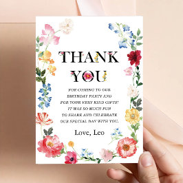 Kleine Wildblume 1. Mädchen Geburtstag Dankeschön Einladung