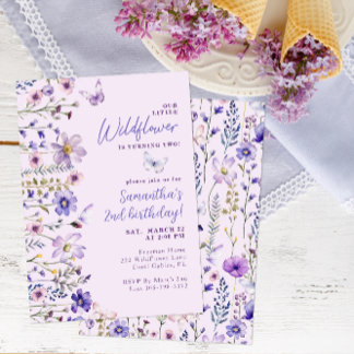 Kleine Wildblume 2. Geburtstag Party Einladung