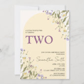 Kleine Wildblume Ästhetische Mädchen 2. Geburtstag Einladung (Vorderseite)