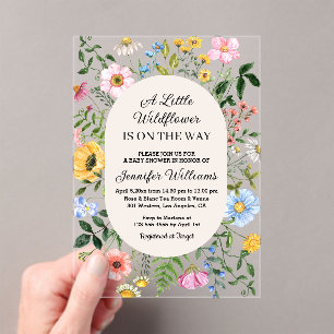 kleine Wildblume auf dem Weg, florale Babyparty Acryleinladungen