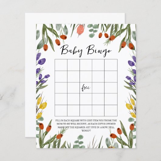 Kleine Wildblume auf dem Weg Herbst Baby Bingo (Vorne/Hinten)