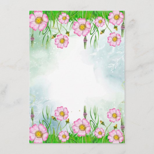 Kleine Wildblume auf dem Weg zur Babydusche Begleitkarte (Rückseite)