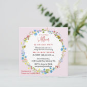 Kleine Wildblume auf dem Weg zur Babydusche (Platz Einladung (Stehend Vorderseite)