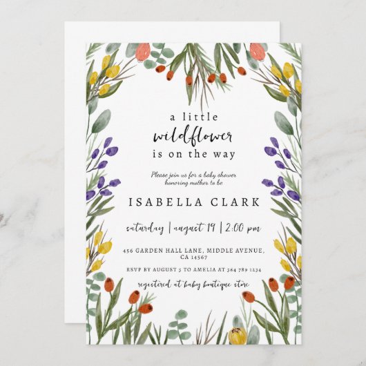 Kleine Wildblume auf der Herbstdusche Einladung (Vorne/Hinten)