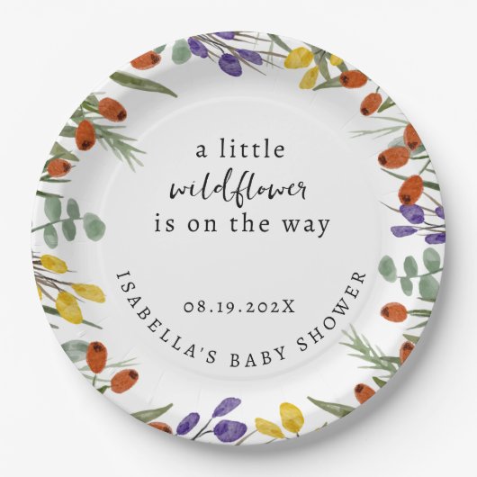 Kleine Wildblume auf der Herbstdusche Pappteller (Vorderseite)