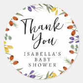 Kleine Wildblume auf der Herbstdusche Runder Aufkleber (Vorderseite)