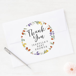 Kleine Wildblume auf der Herbstdusche Runder Aufkleber