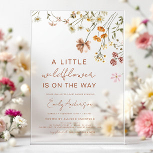 Kleine Wildblume auf der Way Baby Dusche Acryleinladungen
