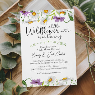 Kleine Wildblume Baby Girl Shower Daisy Lila Einladung