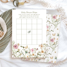 Kleine Wildblume Baby Shower Bingo Game Card Einladung