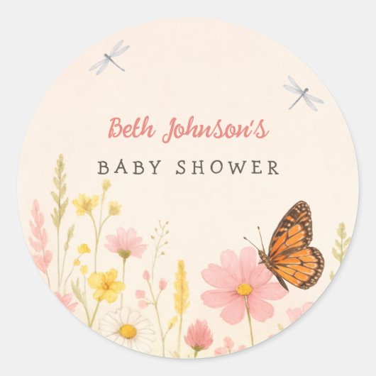 Kleine Wildblume Baby Shower Stickers (Vorderseite)