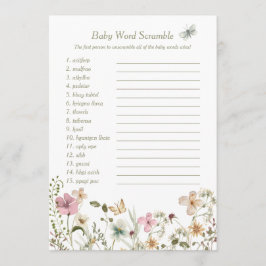 Kleine Wildblume Baby Word Scramble Game Card Einladung