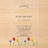 Kleine Wildblume Babydusche Acryleinladungen (Vorderseite)