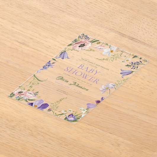 Kleine Wildblume Babydusche Acryleinladungen (Ablage )