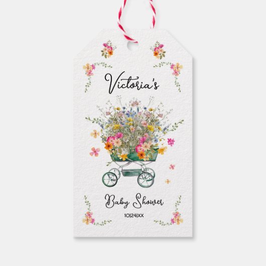 Kleine Wildblume Babydusche Geschenkanhänger (Rückseite)