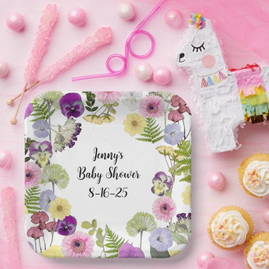 Kleine Wildblume Babydusche Thema Papier Teller (Party)