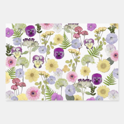 Kleine Wildblume Babydusche Umhüllungspapier Geschenkpapier Set (Vorderseite)