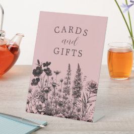 Kleine Wildblume Babyduschkarten und Geschenksack Sockelschild