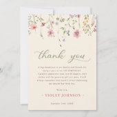 Kleine Wildblume Blume 1. Geburtstag Dankeskarte (Vorderseite)