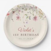 Kleine Wildblume Blume 1. Geburtstag Pappteller (Vorderseite)